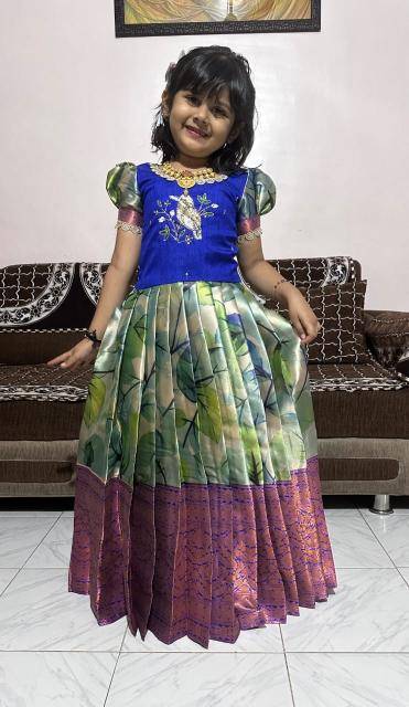 NEW LAUNCING KIDS GOWN kanjivaram Slik Blue Kids Factory direct clothing suppliers